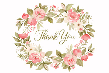 Thank you card with flower frame background
