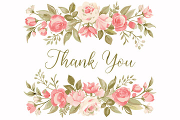 Thank you card with flower frame background
