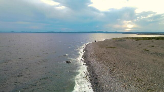 Stone Beach In Larvik Norway 4K Areal