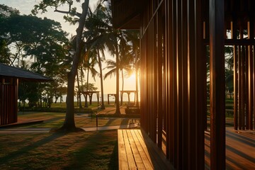 Wooden Structure With Sunlight Shining Through
