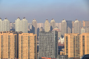 Colorful high rise apartments in Harbin, China