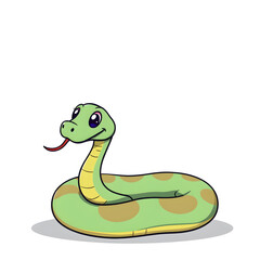Fototapeta premium Snake cartoon icon illustration on white background. Generative AI