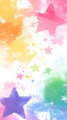 Fototapeta premium Colorful Stars on White Background, Abstract Image, Texture, Pattern, Wallpaper, Cover and Screen of Smartphone, Cell Phone, Computer, Laptop, 9:16 and 16:9 Format