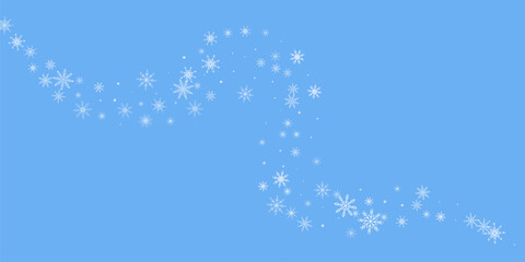Snowflakes. Snow, snowfall. Falling scattered white snowflakes on a blue background.
