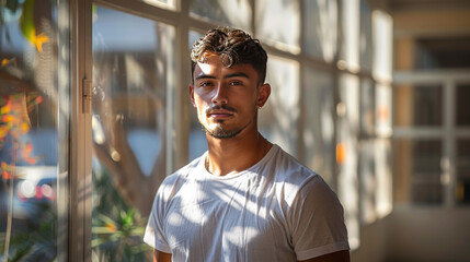 Obraz premium Full body image of an indian origin 21-year-old charming, fair skin, with a slim physique and well-maintained body.