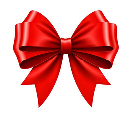 A beautiful red bow for gift wrapping on transparent background