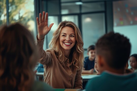 Enthusiastic Teacher Engaging with Students