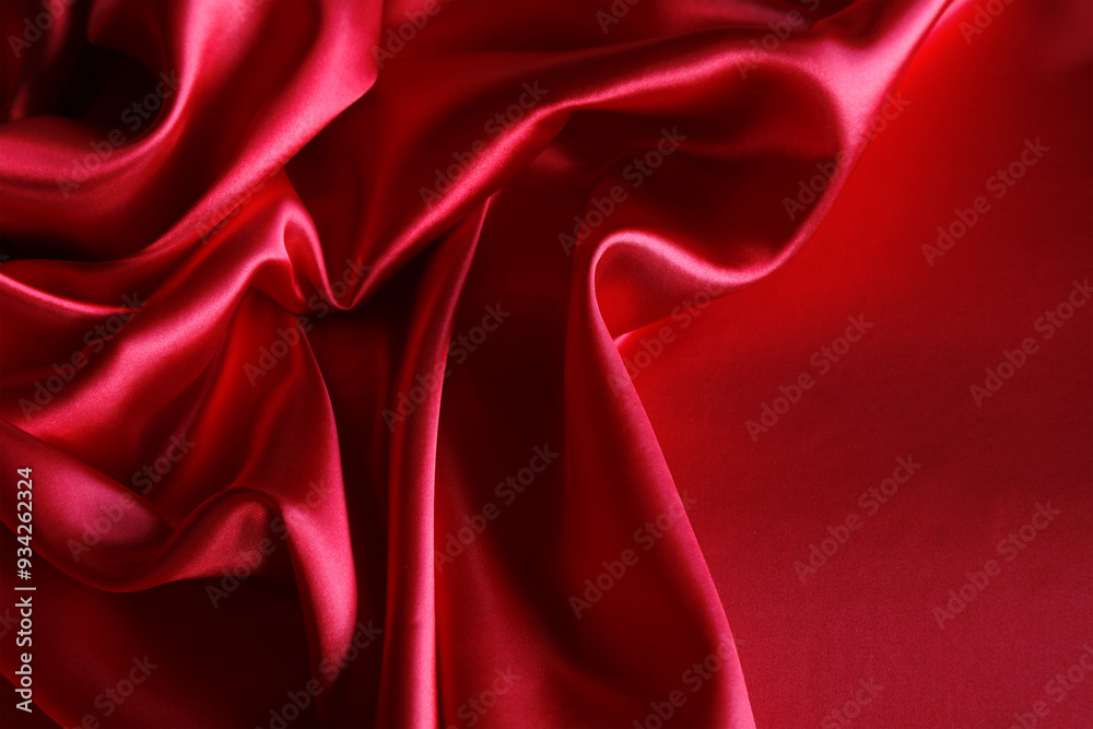 Wall mural Ripples in red silk fabric