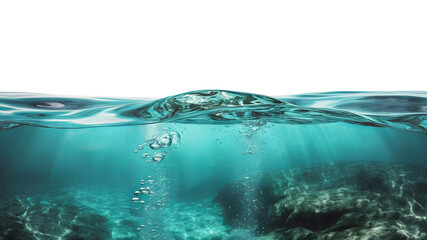 Water surface with bottom of the sea isolated on transparent background