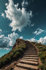 Obraz premium Staircase Leading to the Clouds: Paradise in the Sky
