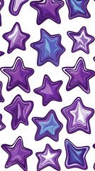 Purple Stars on White Background, Abstract Image, Texture, Pattern, Wallpaper, Cover and Screen of Smartphone, Cell Phone, Computer, Laptop, 9:16 and 16:9 Format