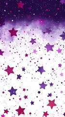 Purple Stars on White Background, Abstract Image, Texture, Pattern, Wallpaper, Cover and Screen of Smartphone, Cell Phone, Computer, Laptop, 9:16 and 16:9 Format