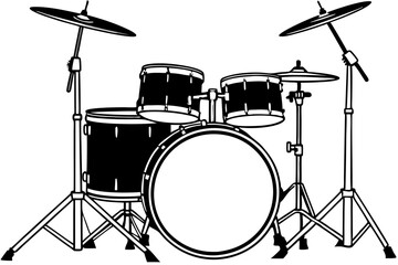 Drum set vector silhouette illustration