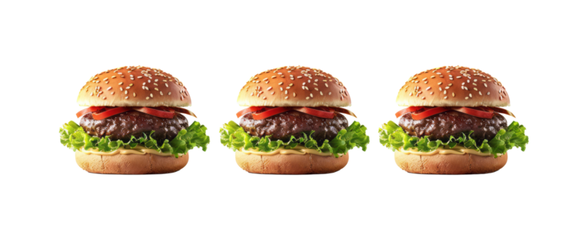 Set of isolated hamburger on transparent background. cut flower elements, garden themed designs. Top view high quality PNG." design elements, top view / flat lay.