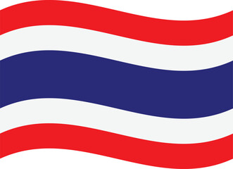 Waving Thailand flag isolated on white background . Thailand flag fluttering . Vector illustration