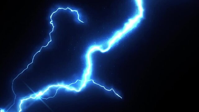 Stormy fast bright flash of light thunderstorm at night