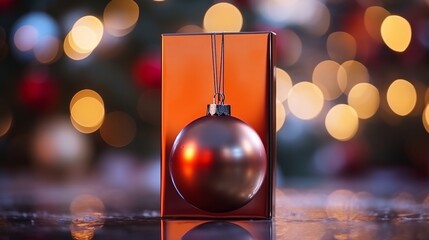 Empty new year postcard template on festive christmas tree background for holiday celebrations