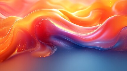 Obraz premium Abstract background of red, orange, and blue liquid waves.