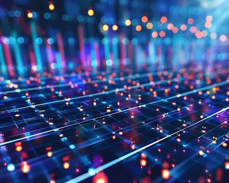 Create a scatter plot showing a positive correlation, with stock prices and trading volumes climbing together, each dot representing a strong upward trend.