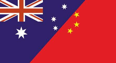Flag of Australia and China. Two Flags Australia and Chinese