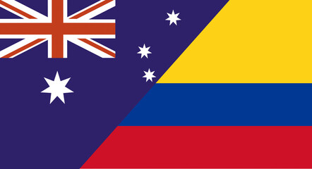 Flag of Australia and Colombia. Two Flags Australian and Colombian