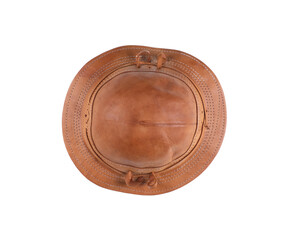 leather brown women hat isolated on white background