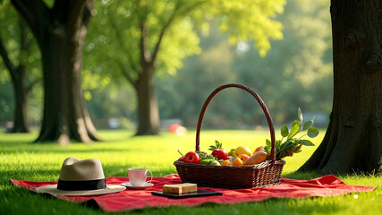 picnic basket with flowers
