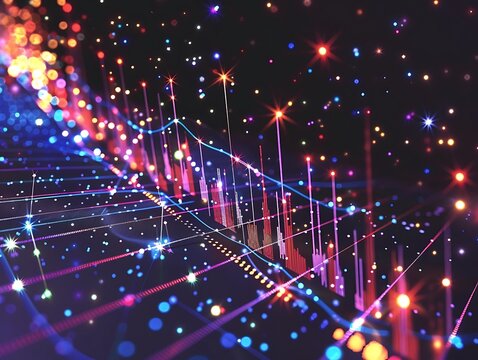 Visualize a scatter plot with points rising diagonally, demonstrating a strong positive trend between stock prices and trading volumes, reflecting increased market enthusiasm.