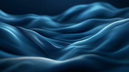 Fototapeta premium A serene abstract composition of flowing blue fabric, resembling gentle waves with smooth, soft textures and a calming atmosphere.