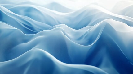 Obraz premium A serene abstract composition of flowing blue fabric, resembling gentle waves with smooth, soft textures and a calming atmosphere.
