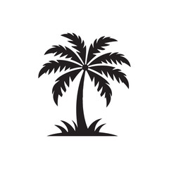 Obraz premium Palm tree vector iilustration isolated on white background, palm tree silhouette.