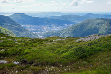 View of Bergen, Norway from the mountains