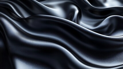Fototapeta premium Abstract black fabric texture with soft waves.