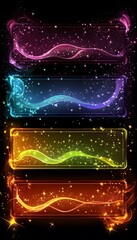 Obraz premium Glowing Neon Banners with Stars.
