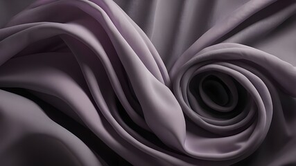 A swirling mass of soft, peach-colored fabric, with a hint of red in the center, against a dark background. The fabric is flowing and ethereal, creating a sense of movement and lightness. The image is