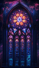 Obraz premium Cosmic Stained Glass Window.