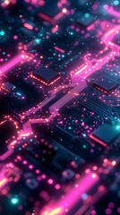 Fototapeta premium Neon Circuit Board Abstract.