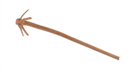 wooden dry stick with knots isolated on white background