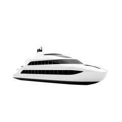 Futuristic yacht side view sharp angles minimalist body isolated on transparent background 