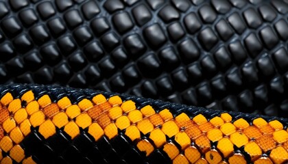 Fototapeta premium Closeup of dark black and golden snake skin texture