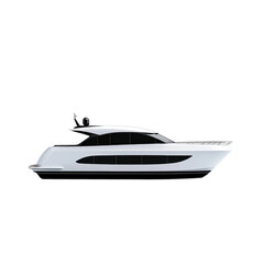 Naklejka premium Minimal yacht side view curved hull modern clean structure isolated on transparent background 