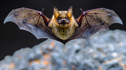Obraz premium Amazon Bat flying through the night sky, its wings and body creating a dynamic scene