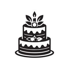 Abstract  silhouette cake icon in flat design.