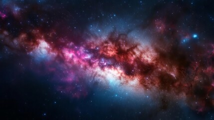 Naklejka premium Cosmic dust drifting through the Orion Arm of the Milky Way, galactic background, deep space imagery