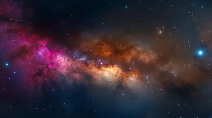 Cosmic dust drifting through the Orion Arm of the Milky Way, galactic background, deep space imagery