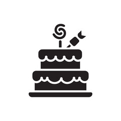 Abstract  silhouette cake icon in flat design.