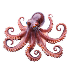 Obraz premium Swirling octopus with outstretched tentacles in dynamic motion isolated on a transparent background 