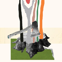 creative art collage on the theme of ecology and deforestation