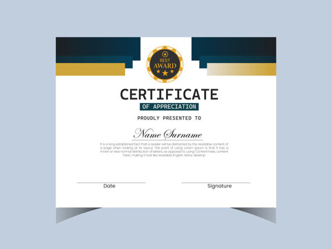 
Blue and gold certificate Design of achievement template
