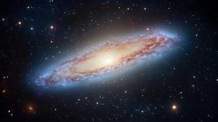 Obraz premium The Sombrero Galaxy with dense cosmic dust and star clusters, galactic background, space photography